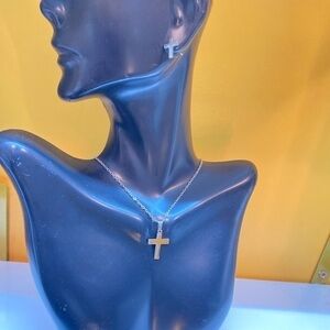 Cross necklace earrings set NWT